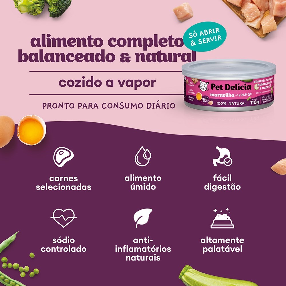 Alimentação Natural Pet Delícia Maravilha de Frango para Gato 110g