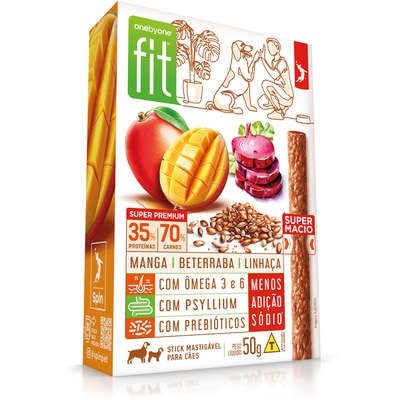 Petisco Stick Fit Gourmet para Cães Sabor Manga, Beterraba, Linhaça 50g