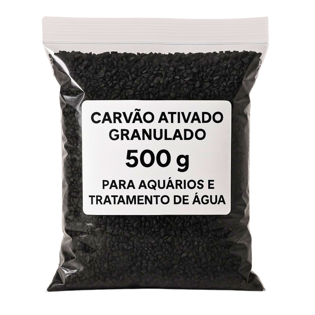 CARVÃO ATIVADO GRANULADO 500 G ( A GRANEL ) PARA AQUÁRIOS E EXTAÇÃO DE TRATAMENTO