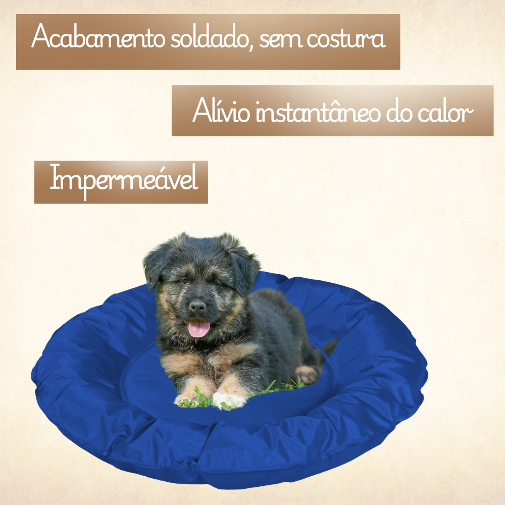 Tapete Gelado Redondo para Pets Azul Médio -  Impermeável e Refrescante para Dias Quentes para Pets