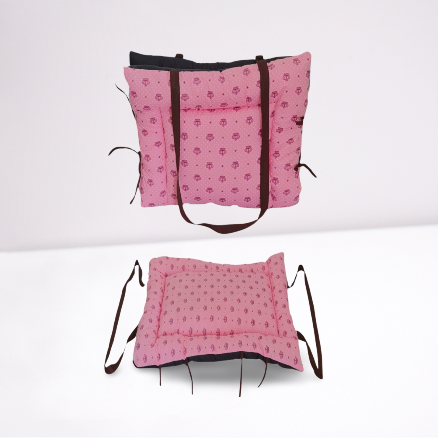 Colchonete 2 em 1 Impermeável para Pet – Hanna Top Rosa Realeza (Transforma-se em Bolsa)