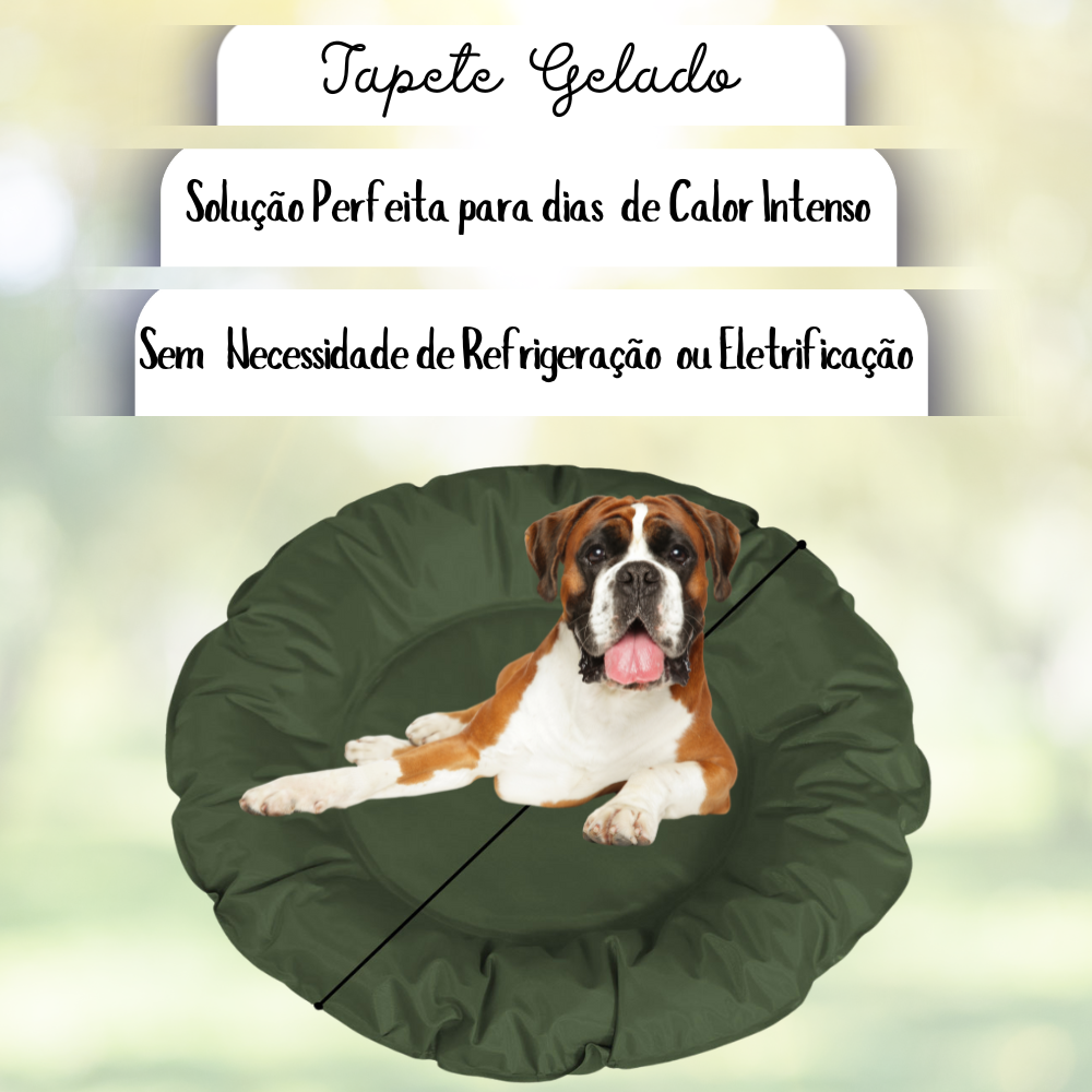 Tapete Gelado Redondo para Pets Verde Grande -  Impermeável e Refrescante para Dias Quentes para Pets