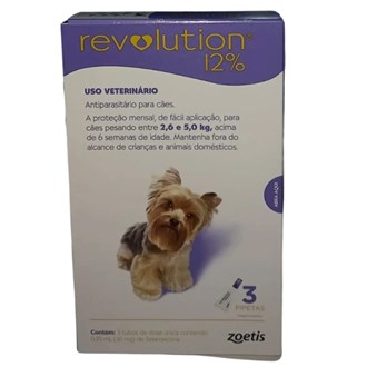 Antipulgas, carrapatos, sarnas e vermes Revolution Pipeta Cães 12% 2,6-5kg Combo 3 Pipetas