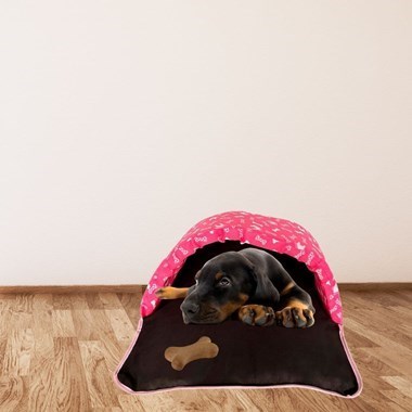 Toca, Cama e Saco de Dormir 2 em 1 Impermeável para Pets – Pink