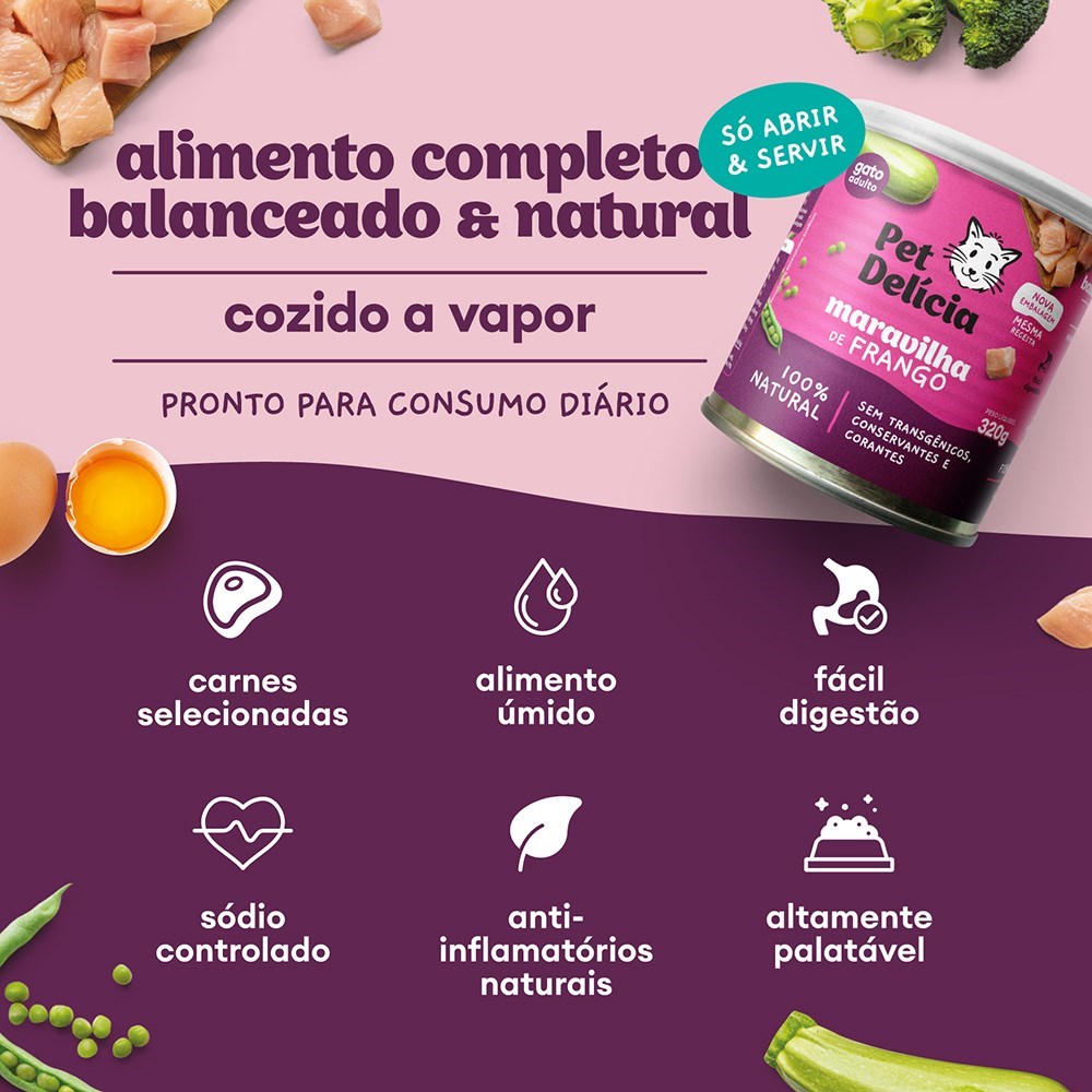 Alimentação Natural Pet Delícia Maravilha de Frango para Gato 320g