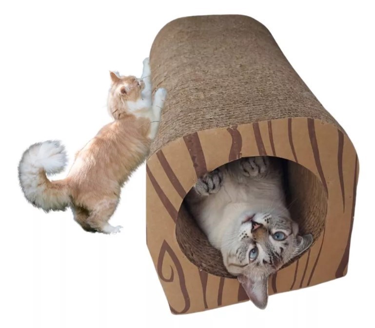 Arranhador para Gatos Túnel Resistente Papelão Reciclável e Biodegradável
