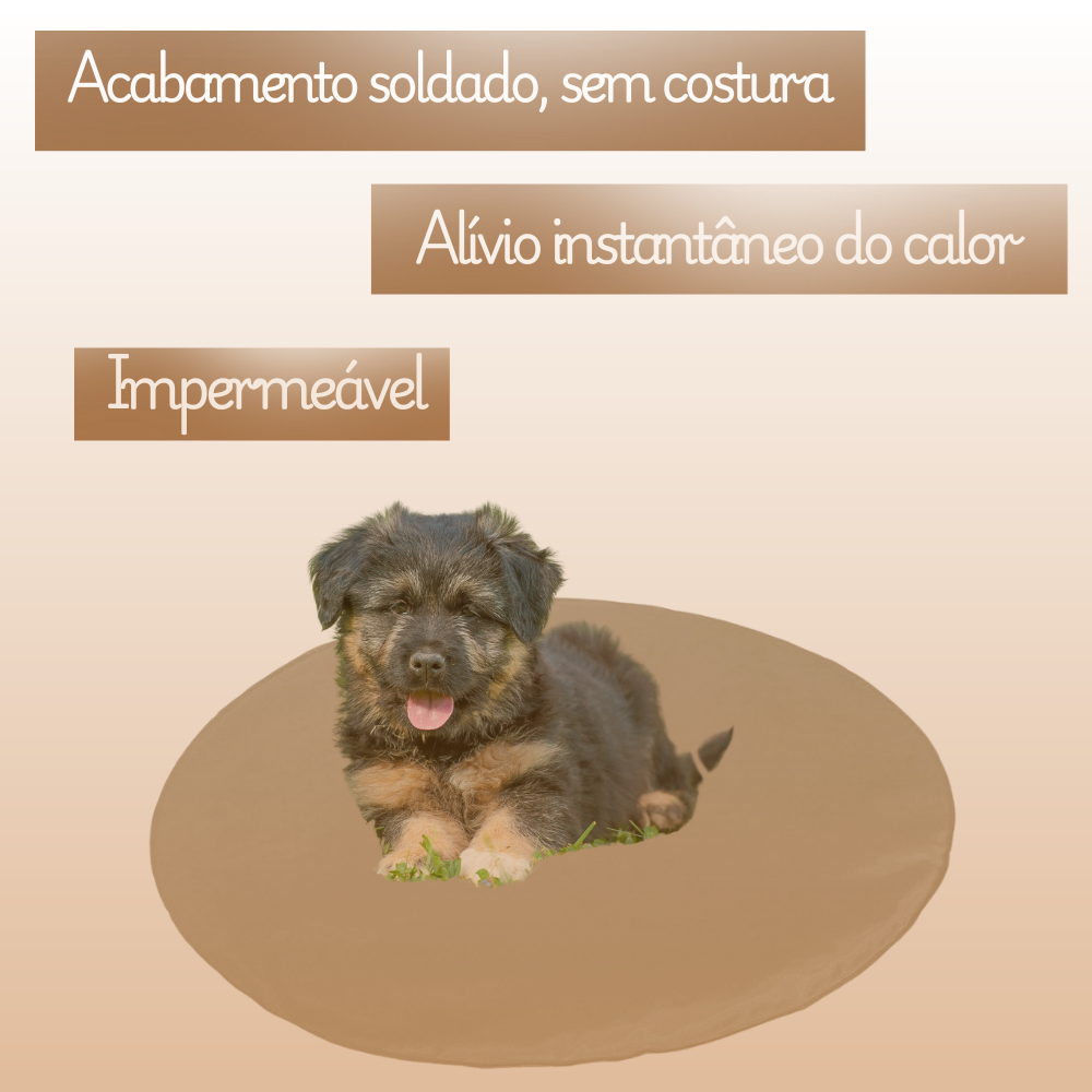 Tapete Gelado Redondo para Pets Bege Médio -  Impermeável e Refrescante para Dias Quentes para Pets