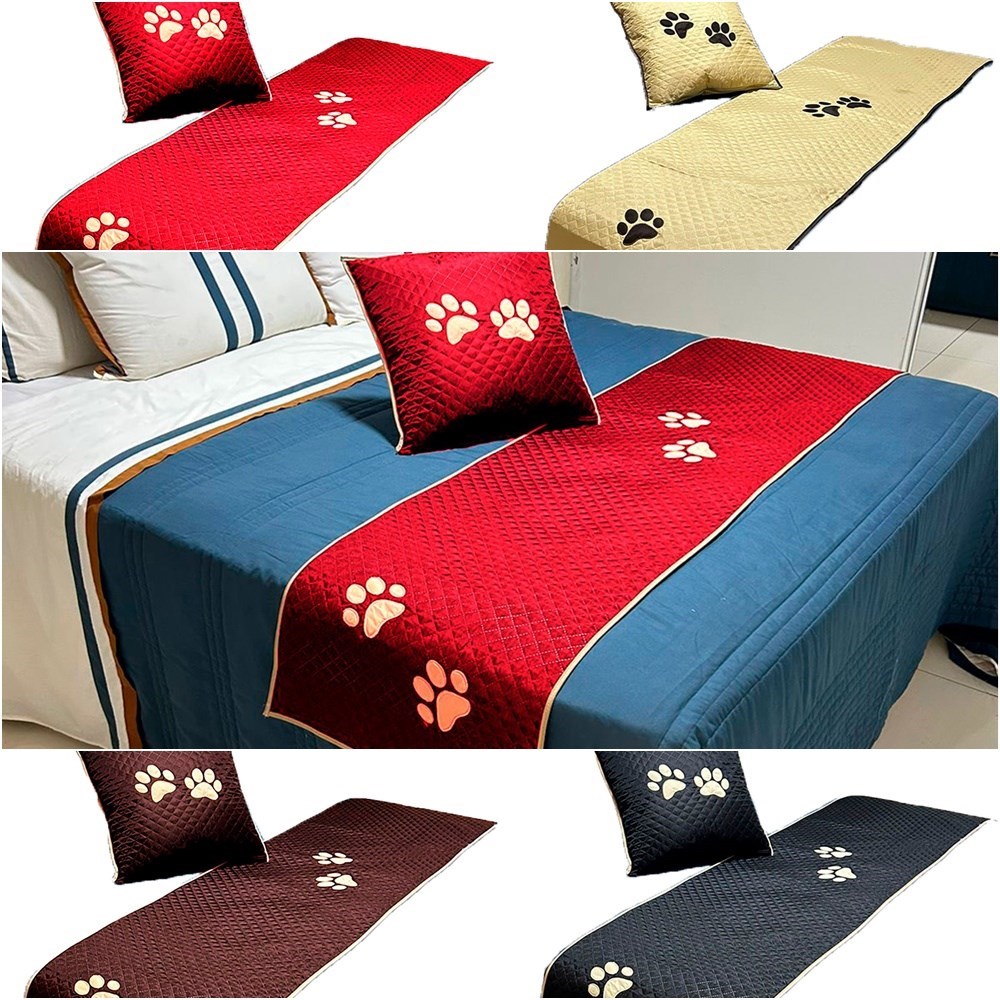 Kit 3 Pçs Peseira + Almofada Cheia Pet Impermeável King Vermelho