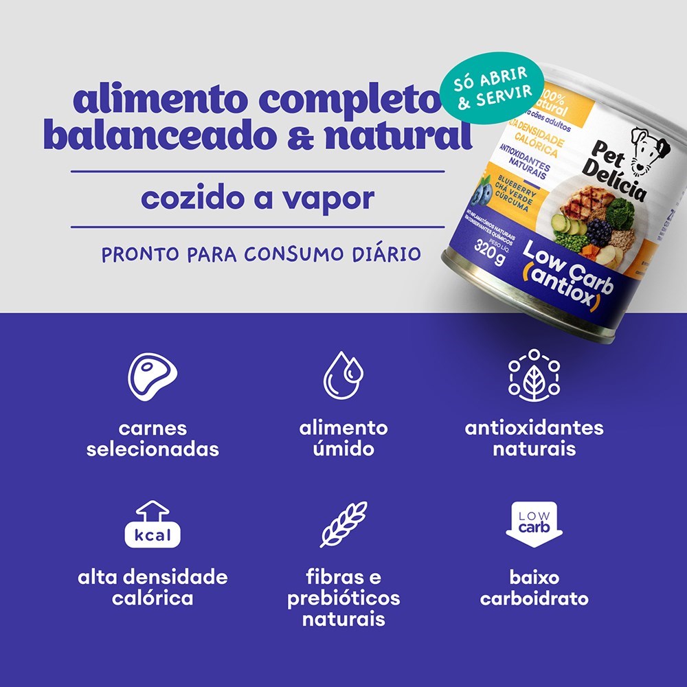 Alimentação Natural Pet Delícia Low Carb para Cão 320g