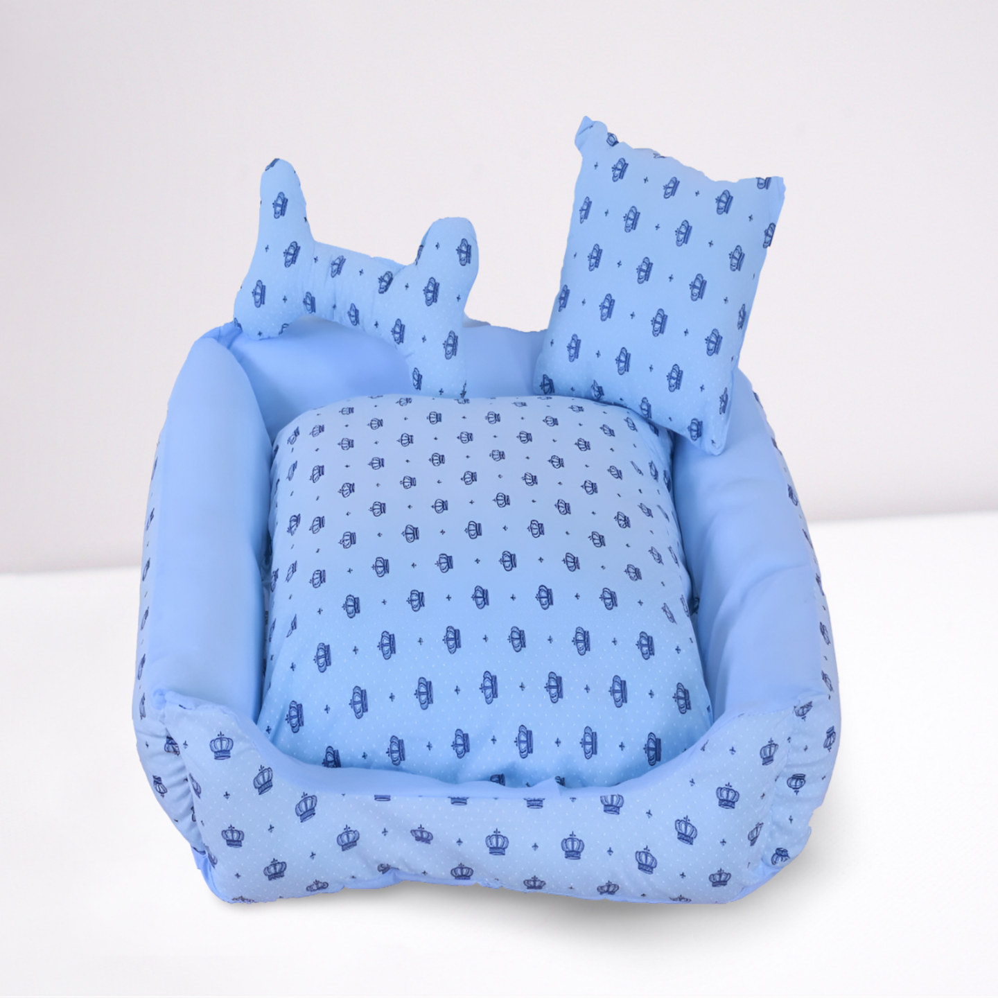 Cama Impermeável Pequena para Cães e Gatos – Onix com Realeza Azul