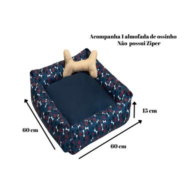 Cama Simples Média Quadrada Gorgurinho Azul Marinho