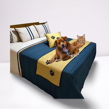 Kit 3 Pçs Peseira Impermeável e Almofada Cheia para Pet – Avelã para Cama de Casal