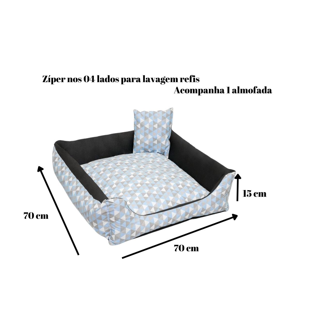 Cama Luxo Impermeável Extra Grande para Cães e Gatos – Preto/Azul