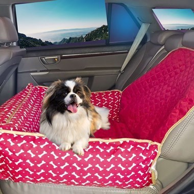 Cama Pet e Capa Protetora Impermeável 2 em 1 para Banco Traseiro de Veículo - Vermelho