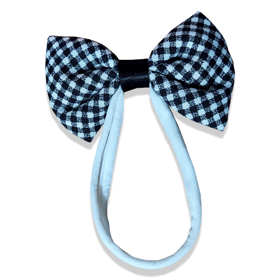 Tiara Pet Pelo Curto (laço De Tecido E Meia De Seda)