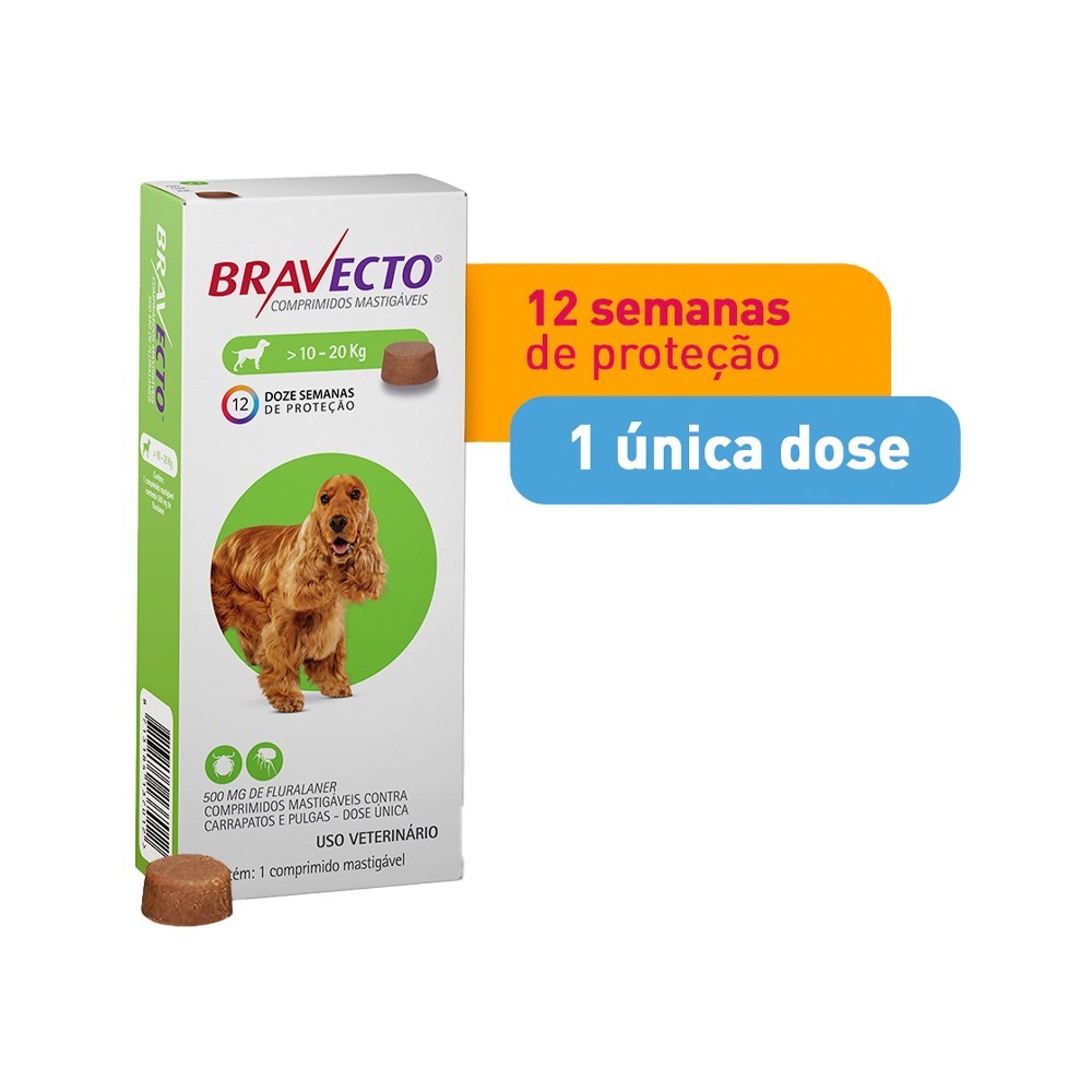 Bravecto 10 a 20kg 500mg  1 unidade