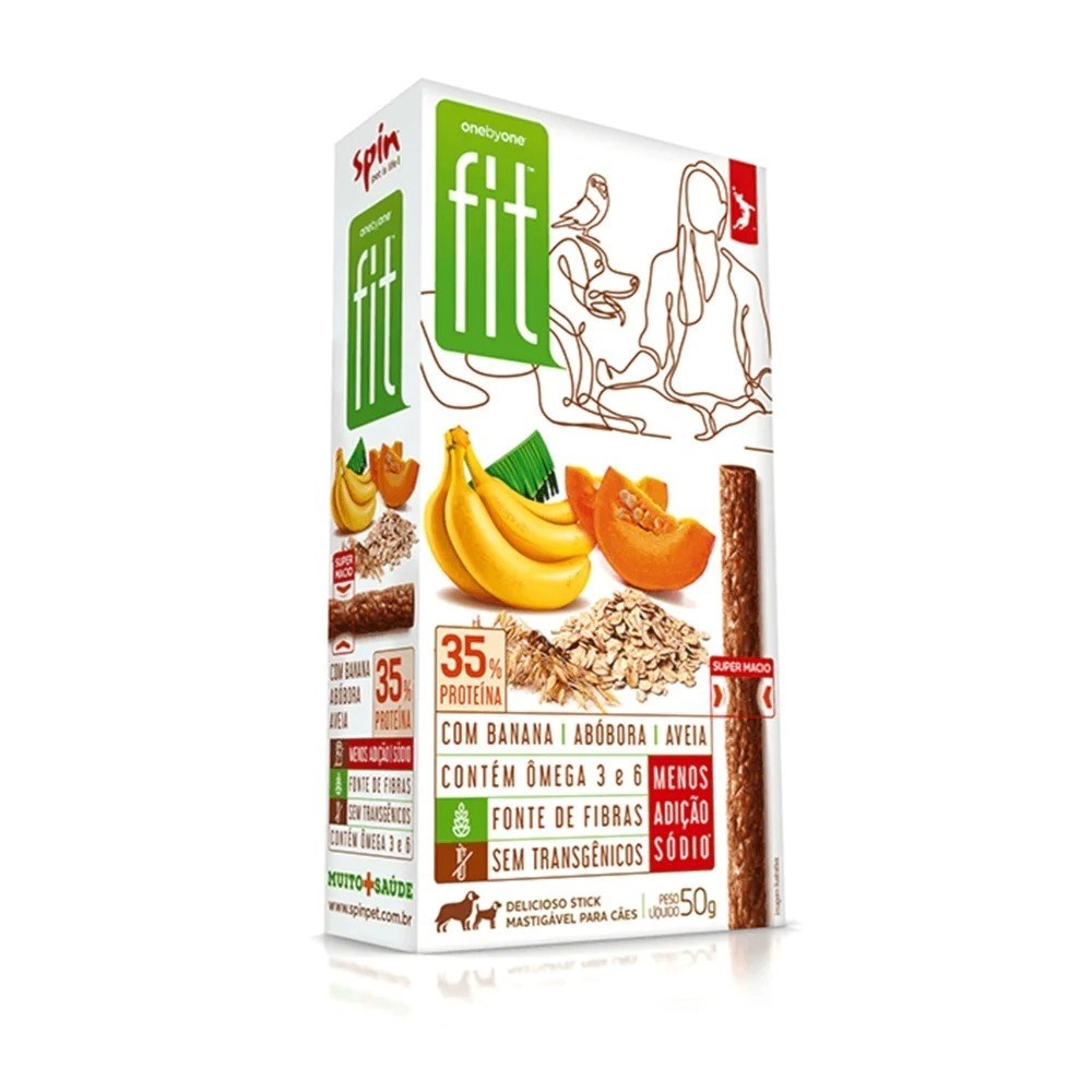 Petisco Stick Fit Gourmet para Cães Sabor Banana, Abóbora e Aveia 50g
