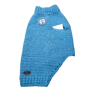 Suéter de crochê azul para pets – leve e fresquinho!
