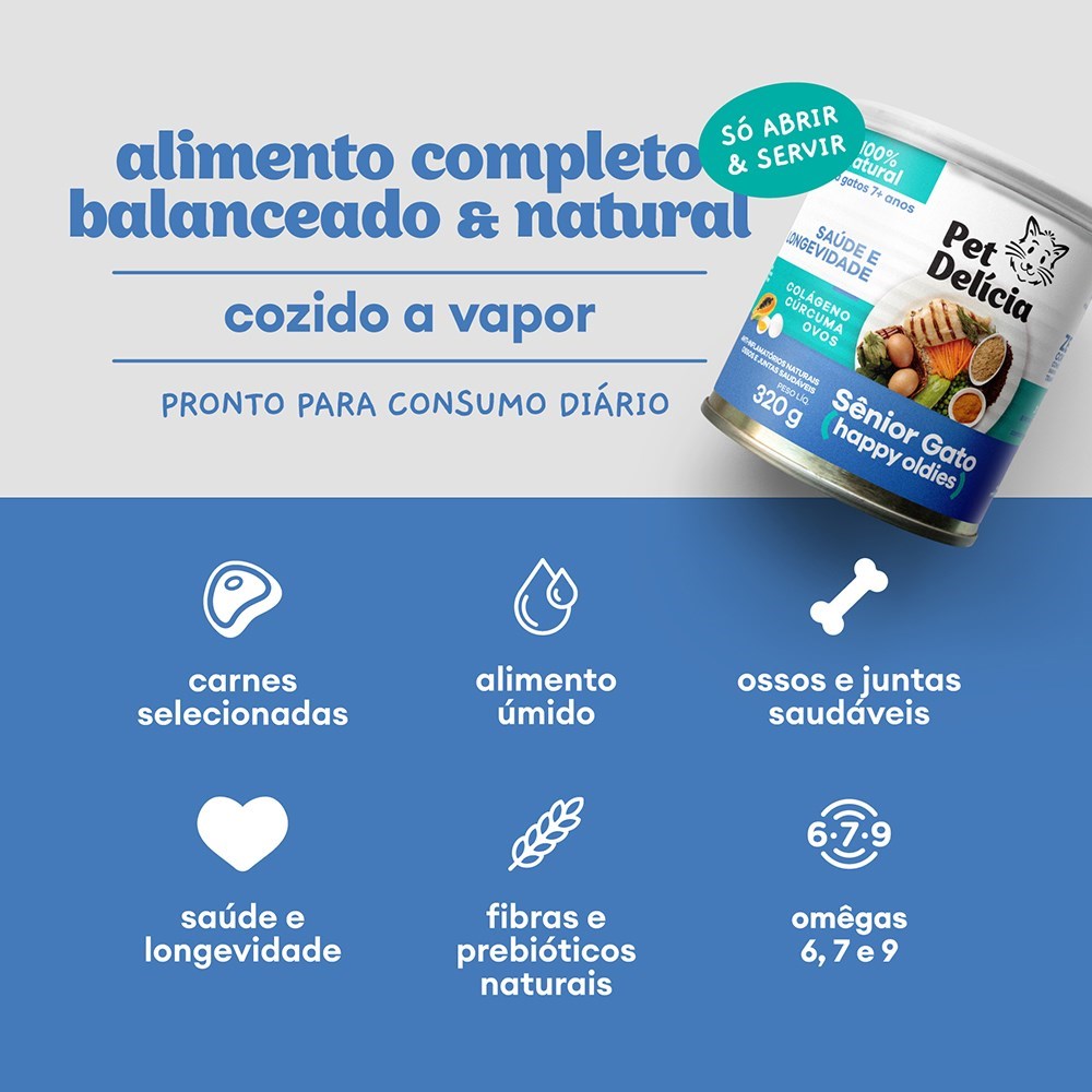 Alimentação Natural Pet Delícia Sênior Gato 320g